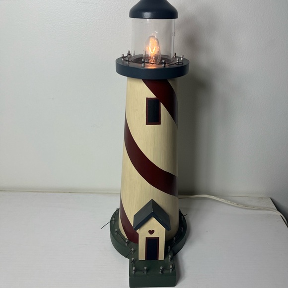 NCE Nautical Lighthouse Table Lamp Wood Coastal Beach Decor Working Light - Picture 2 of 10